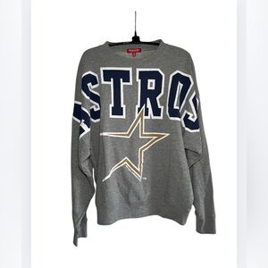 Mitchell & Ness Gray and Blue Astros Crewneck Sweater
